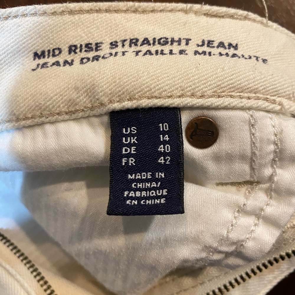 Lands' End Off-White Mid Rise Straight Denim Jeans Size 10 - Picture 10 of 12